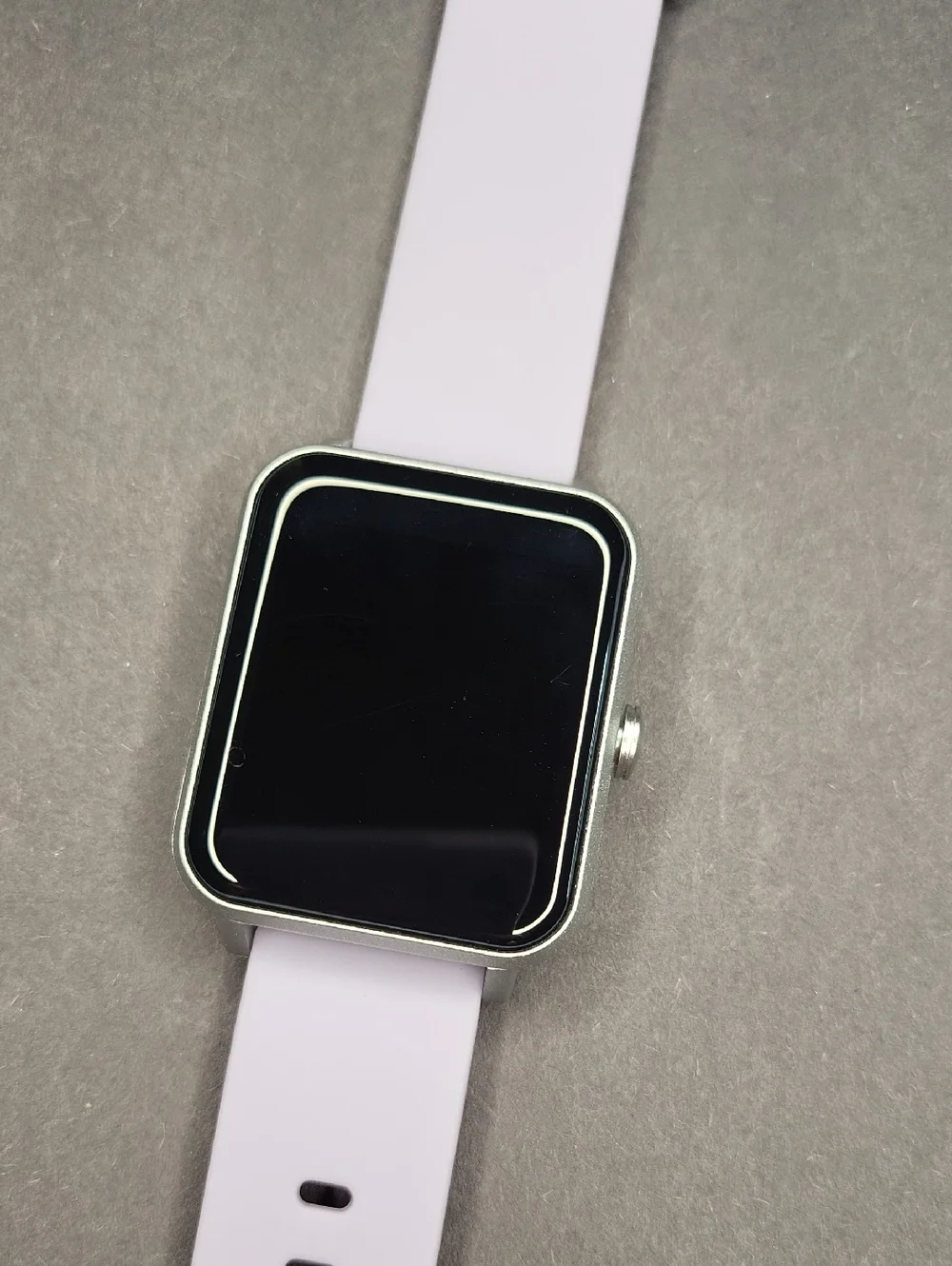 Silver Smartwatch with Light Lavender Silicone Band